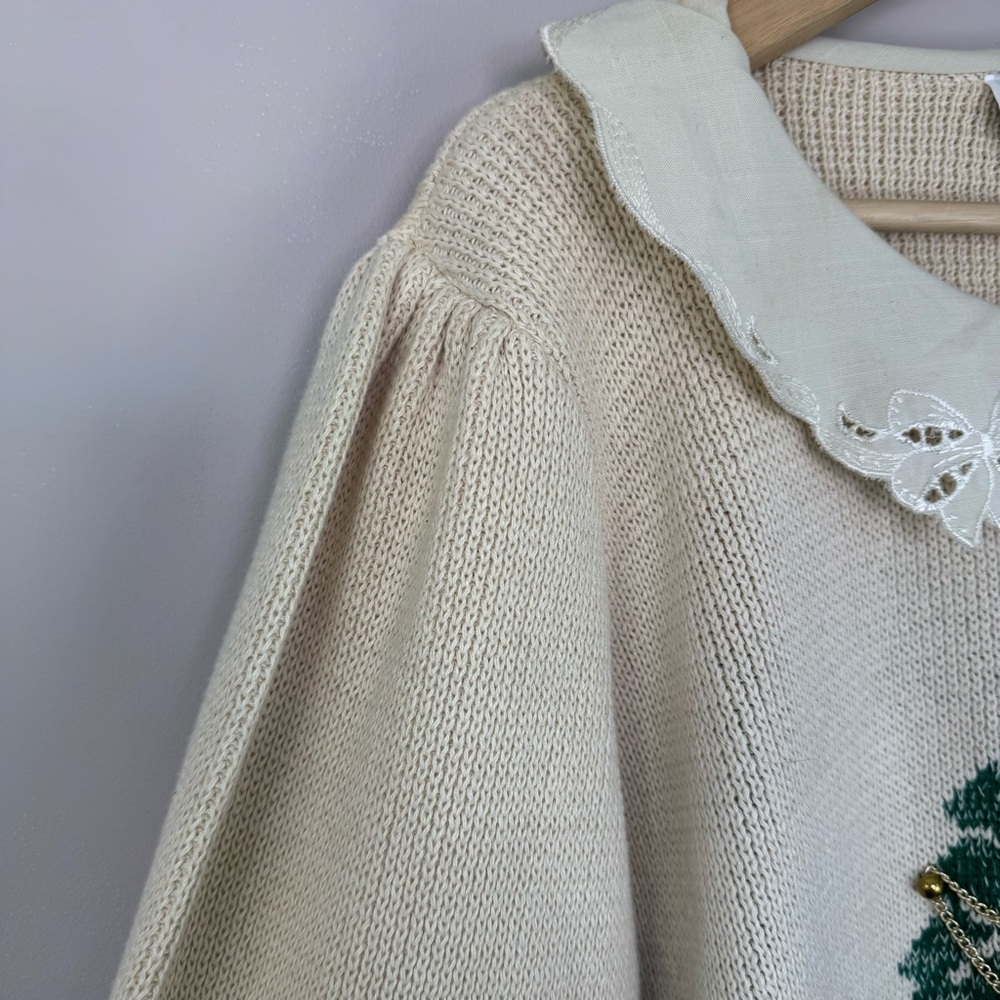 Sweater Loft New York Vintage Ugly Christmas Sweater 1980s Peter Pan Collar M - Picture 7 of 14